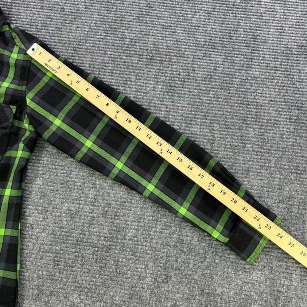 Dixxon Flannel Co Lime Green Black Plaid Button Down Shirt Womens Small Workwear - Picture 15 of 16